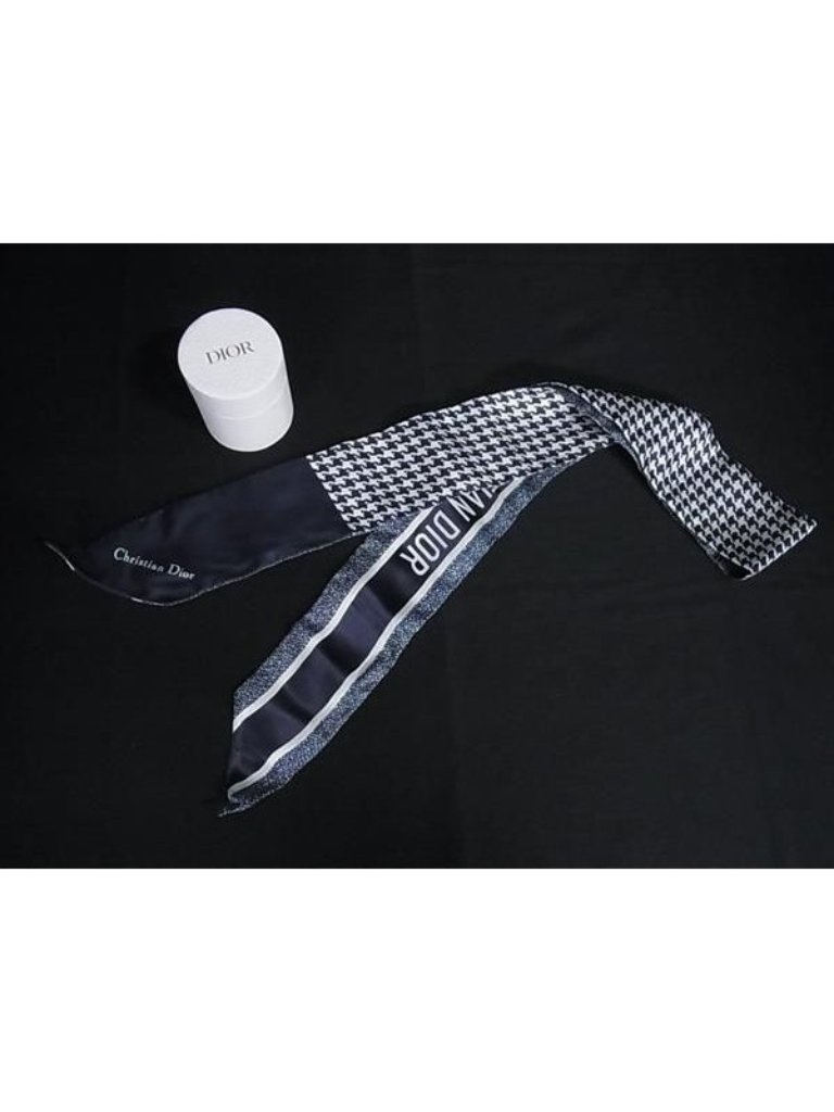 Dior Montaigne Silk Ribbon Scarf Navy